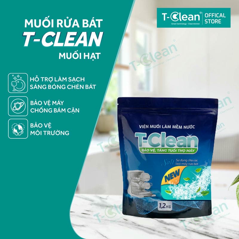 Muối Rửa Chén T-Clean Túi 1,2kg Muối Rửa Chén T-Clean Túi 1,2kg