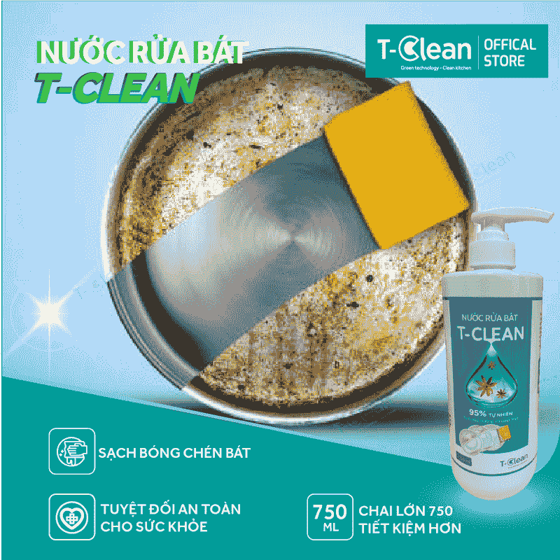 Nước Rửa Bát T-Clean Chai 750ml Nước Rửa Bát T-Clean Chai 750ml