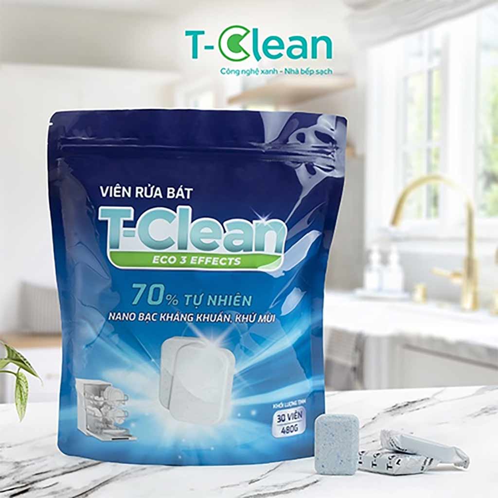 Viên Rửa Bát T-Clean Eco 3 Effects 16g Túi 30 Viên Viên Rửa Bát T-Clean Eco 3 Effects 16g Túi 30 Viên