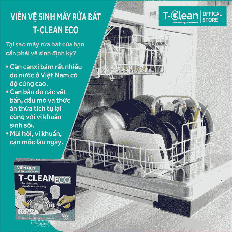Viên Vệ Sinh Máy Rửa Bát T-Clean Eco Hộp 1 Viên Viên Vệ Sinh Máy Rửa Bát T-Clean Eco Hộp 1 Viên