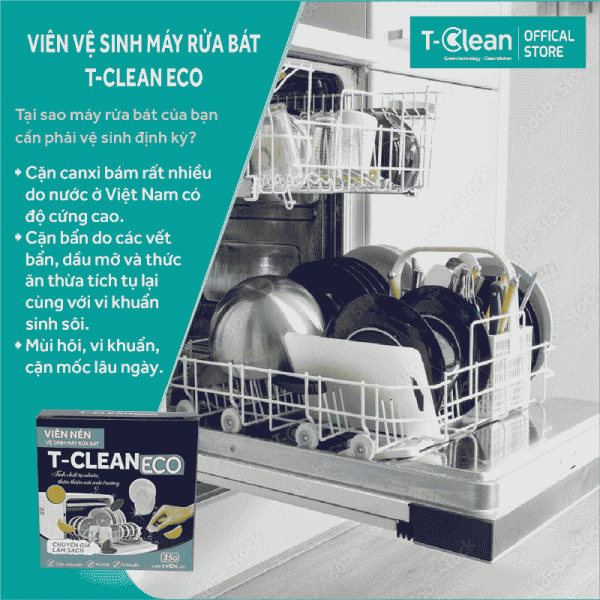 Viên Vệ Sinh Máy Rửa Bát T-Clean Eco Hộp 1 Viên